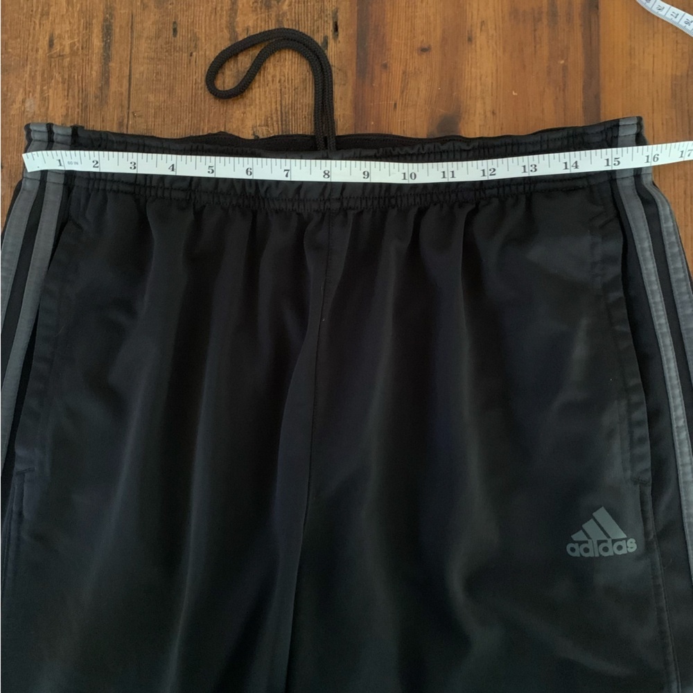 Adidas Black Gray 3 Stripe Pull On Warm Up Track Pants Ankle Zip Sz XL - Picture 6 of 10